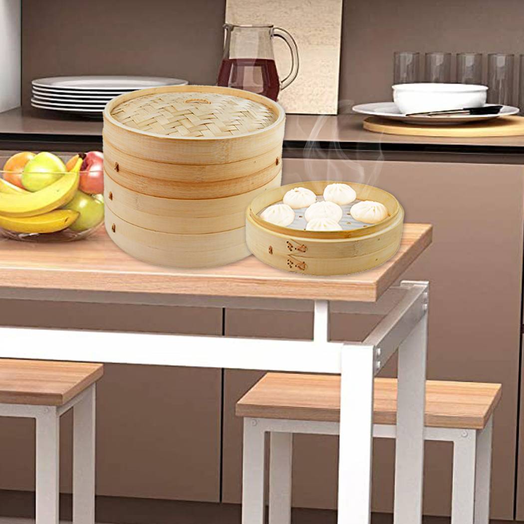 Factory Wholesale Durable Cheap Mini 2 Tier Rice Dumpling Mushroom Seafood Bamboo Steamer