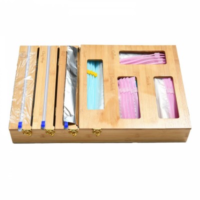 Refillable Wholesale Cling Aluminum Foil And Plastic Bamboo Wrap Dispenser 5 Compartments