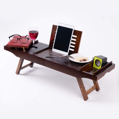 Dark Color High Quality  Luxury  Adjustable Bamboo Bathtub Caddy Tray For Bathroom